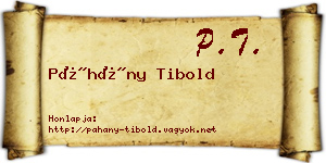 Páhány Tibold névjegykártya